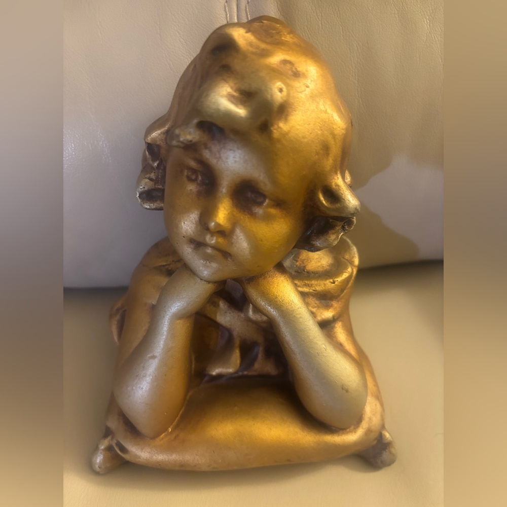 Antique Chalkware Plaster Girl Bust